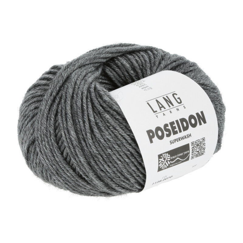 Lang Yarns Poseidon yarn, Dark Grey, colour 0070, ball photograph