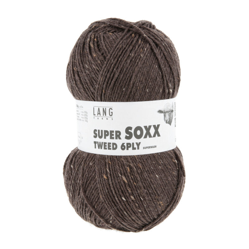 Lang Yarns Super Soxx Tweed 6-ply – 150g / 410m – Choco (0067)