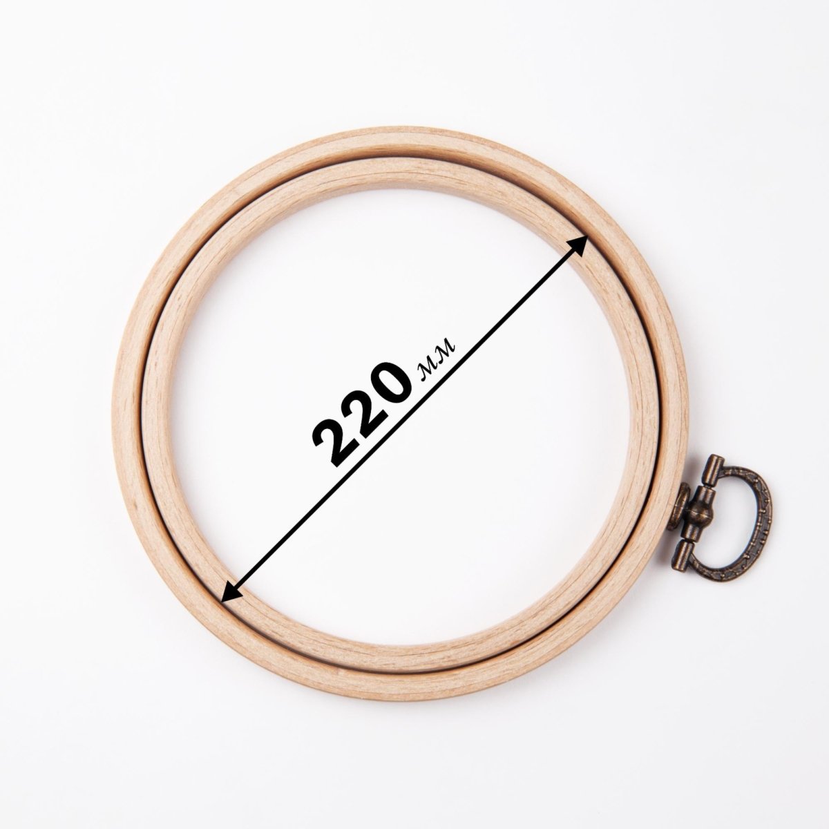 Nurge display hoop with metal hanging attachment.