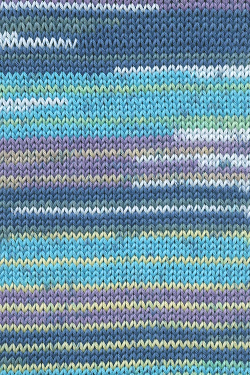 Lang Yarns Handarbeitsgarn Color – Turquoise/Violet/Green Printed (0078) – colour texture