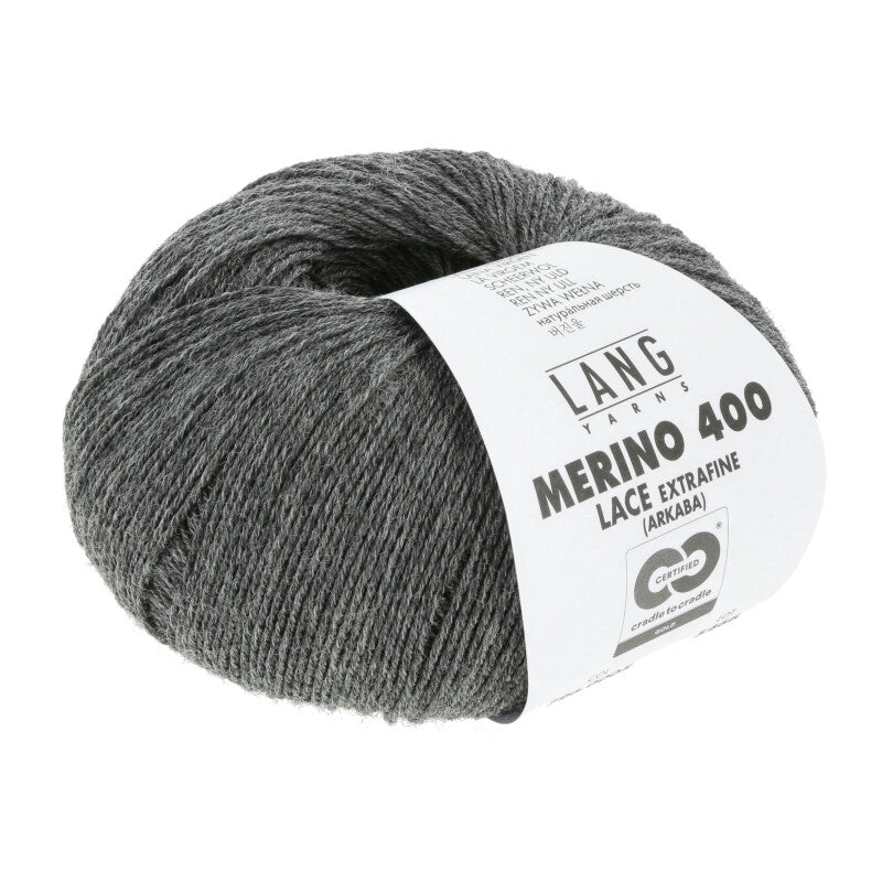 Lang Yarns Merino 400 Lace – 25g / 200m – Dark Grey Mélange (0005)