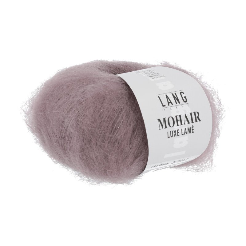 Lang Yarns Mohair Luxe Lamé – 25g / 175m – Silver - Dark Dusky Pink (0348)