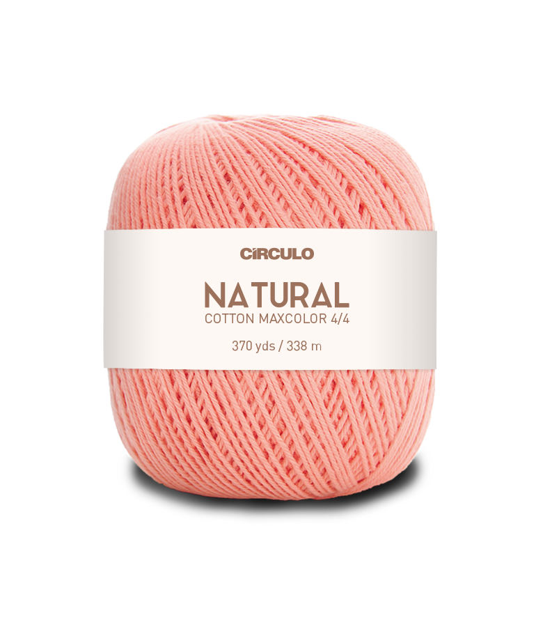 Circulo Natural Cotton Maxcolor (Barroco) 4/4 100% Cotton Yarn for Crochet and Knitting, 338m/200g - Leo Hobby - Ball of pink yarn with a Circulo label on a white background