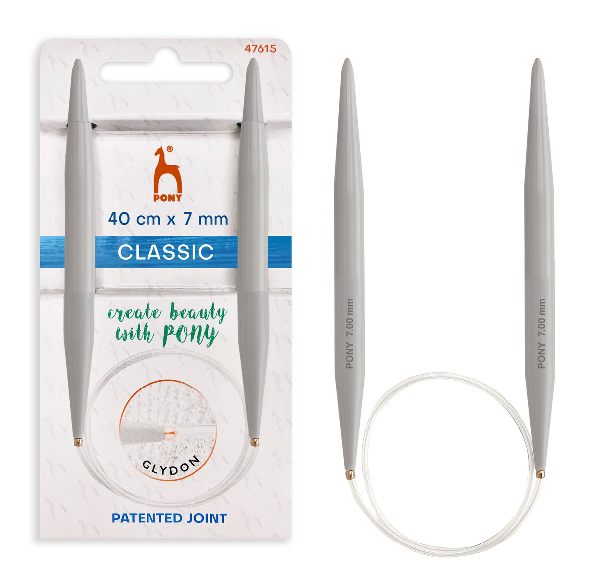 Pony Classic Fixed Circular Knitting Needles – 40, 60, 80 & 100 cm, 40 cm, 7.00 mm