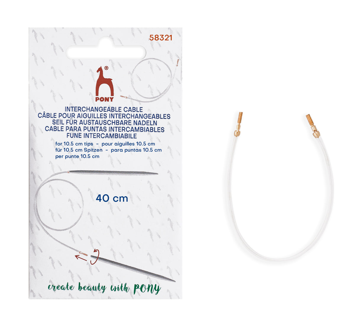 Pony Cables for Interchangeable Knitting Needles, 10.5 cm tips, 40 cm