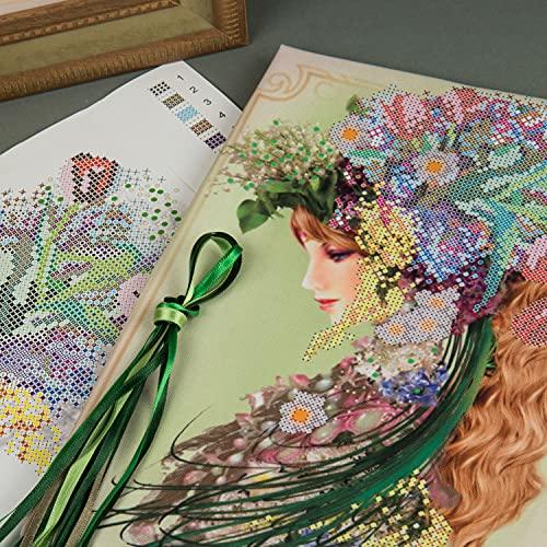Beadwork kit 'Spring,' featuring an elegant 3D floral bead embroidery, suitable for needlepoint, cross-stitch, and DIY crafting.