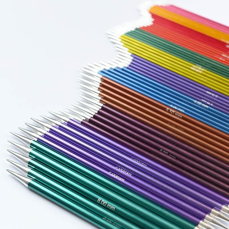 Bright Aluminium Double Points by KnitPro – precision knitting.