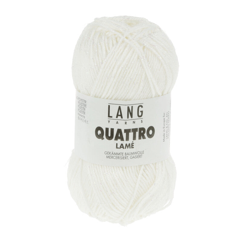 Lang Yarns Quattro Lamé – 50g / 120m – White (0001)