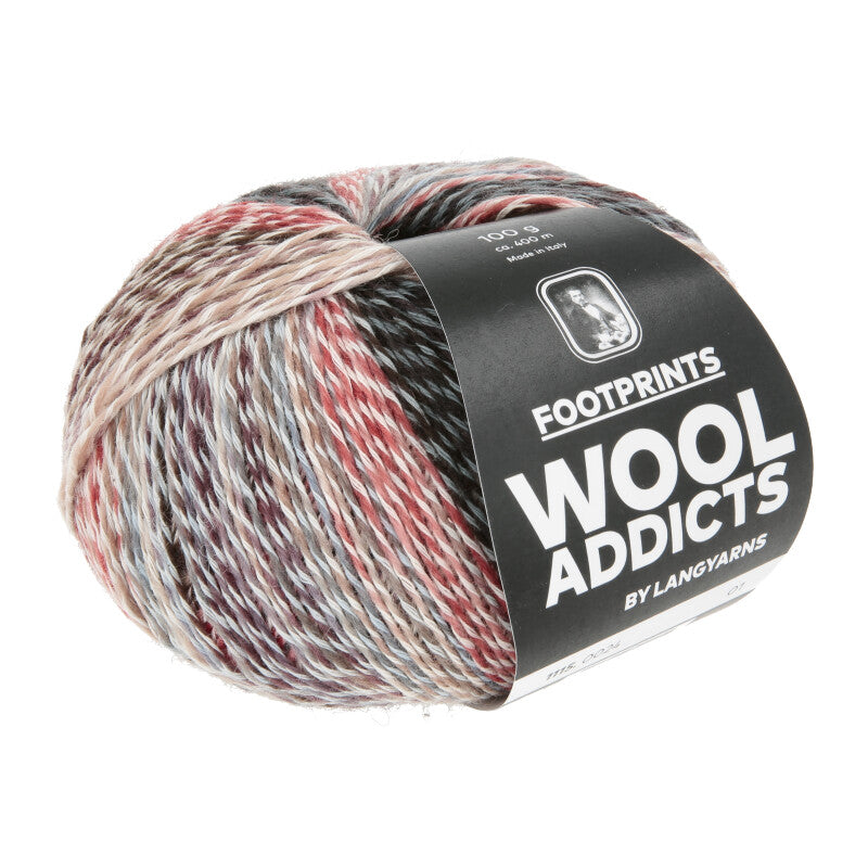 Lang Yarns Footprints – 100g / 400m – Beige/Grey/Red (0024) – B view