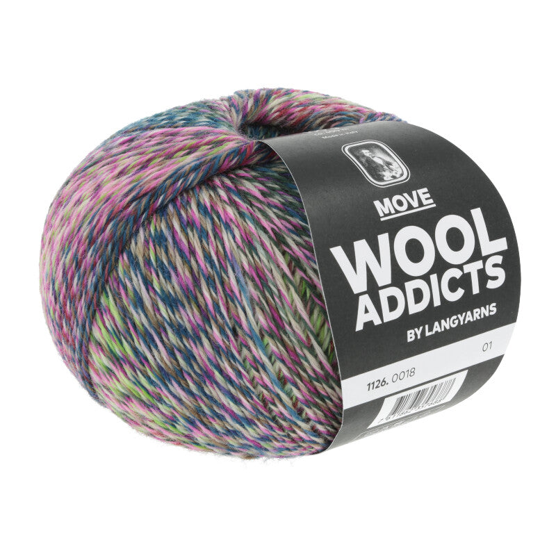 Lang Yarns Move 4-ply – 100g / 400m – Darkgreen/Neongreen/Pink/Petrol (0018)