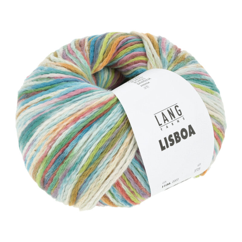 Lang Yarns Lisboa yarn, Light Green/Rose/Orange/Aqua, colour 0003, ball photograph