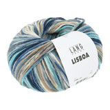 Lang Yarns Lisboa yarn, Blue/Beige/Grey, colour 0004, ball photograph