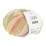 Lang Yarns Fiesta yarn, Dark Green/Orange/Yellow/Rose, colour 0010, ball photograph