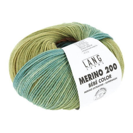 Lang Yarns Merino 200 Bébé Color Yarn, 203m / 50g – Orange/Green (0551)