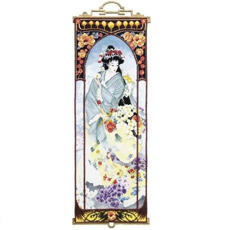 GEISHA WITH ORCHIDS Counted Cross Stitch Kit