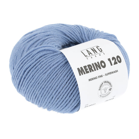 Lang Yarns Merino 120 Yarn, 120m / 50g – Light Jeans Blue (0021)