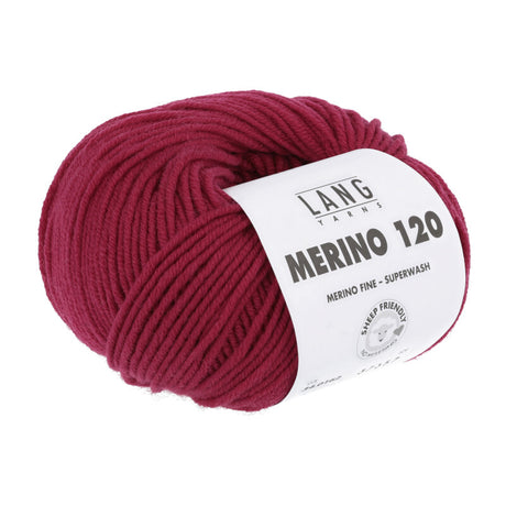 Lang Yarns Merino 120 Yarn, 120m / 50g – Burgundy (0162)