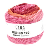 Lang Yarns Merino 120 Dégradé – 50g / 120m – Rose/Orange/Red (0016)