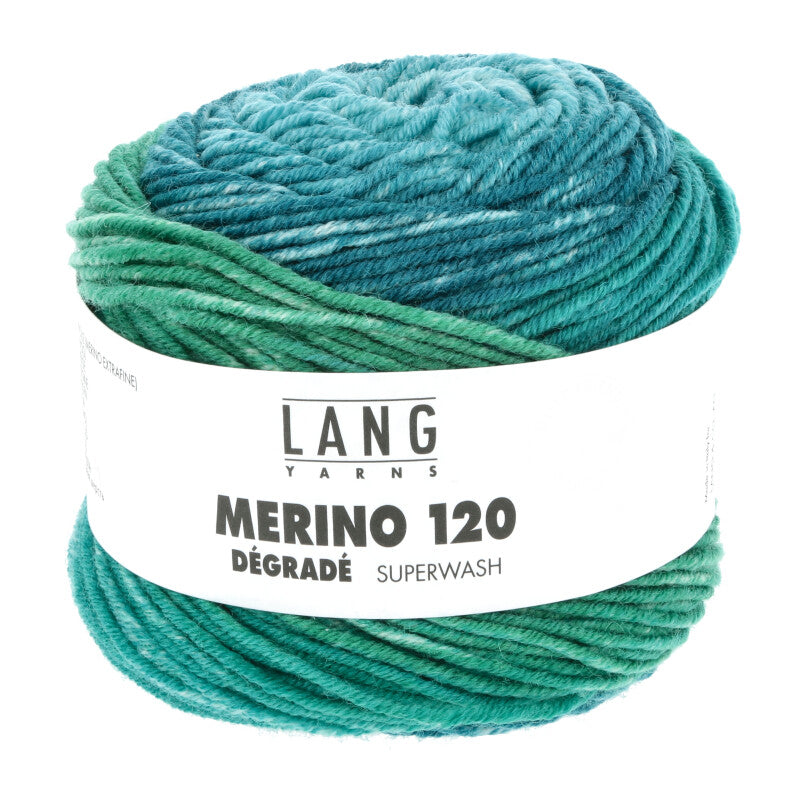 Lang Yarns Merino 120 Dégradé – 50g / 120m – Petrol/Green/Blue (0018)