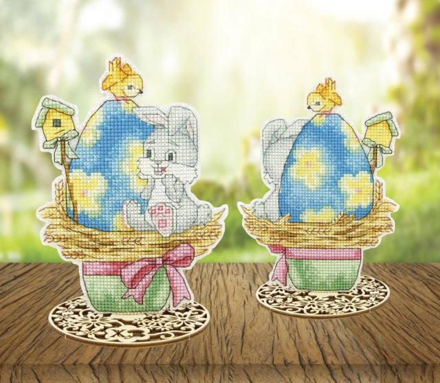 Happy Easter Bunny counted cross-stitch kit with plastic canvas