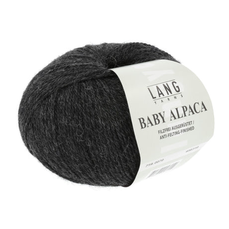 Lang Yarns Baby Alpaca Yarn, 170m / 50g – Anhtracite Mélange (0070)