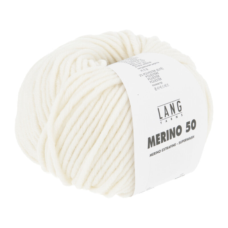 Lang Yarns Merino 50 – 100g / 90m – White (0001)