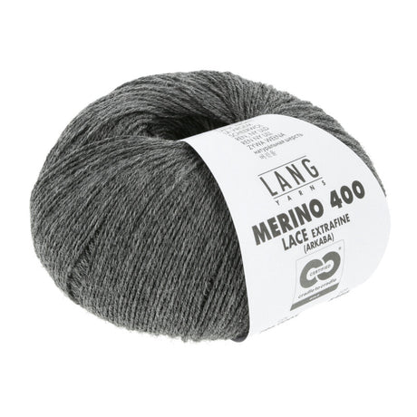 Lang Yarns Merino 400 Lace – 25g / 200m – Dark Grey Mélange (0005)