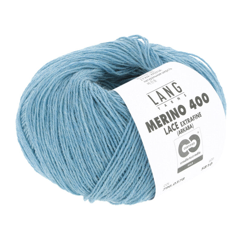 Lang Yarns Merino 400 Lace – 25g / 200m – Turquoise Mélange (0378)