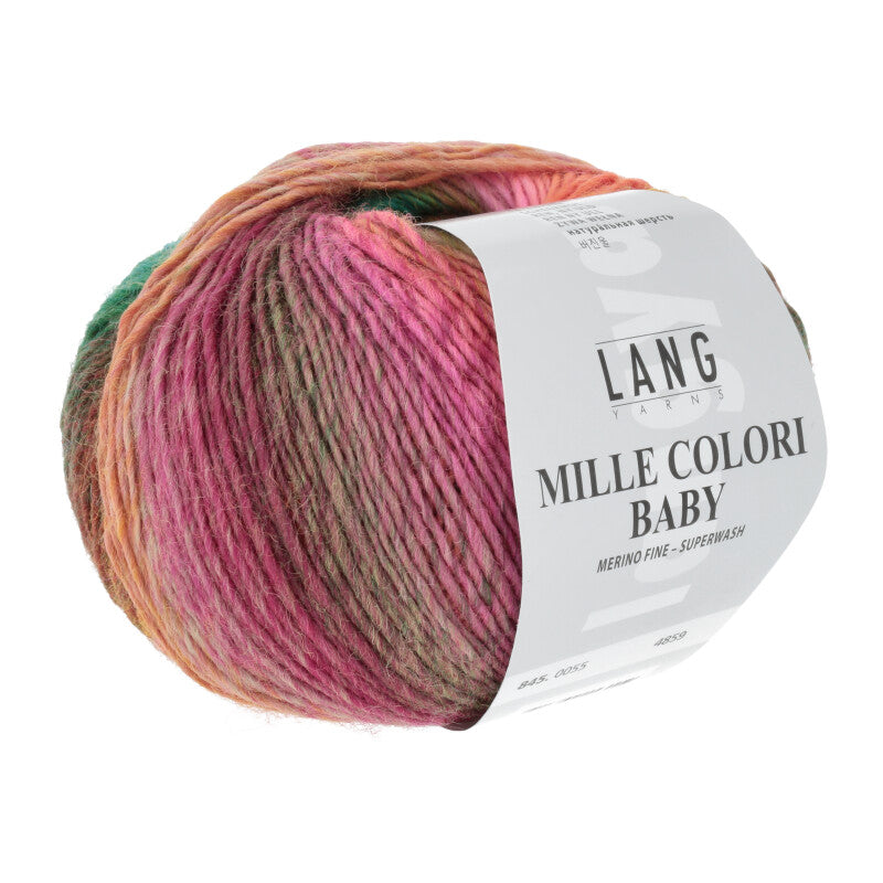 Lang Yarns Mille Colori Baby – 50g / 190m – Green/Pink (0055)