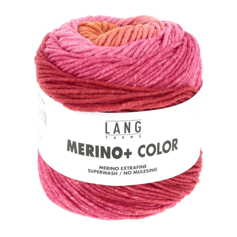Lang Yarns Merino+ Color – 100g / 180m – Rose/Orange/Red (0208)