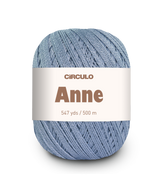 Circulo ANNE - 100% mercerized Cotton Yarn, 500m / 147g - Blue skein of yarn with a 'Circulo Anne' label on a white background