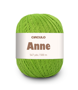 Circulo ANNE - 100% mercerized Cotton Yarn, 500m / 147g - Green ball of yarn with 'Circulo Anne' label on a white background