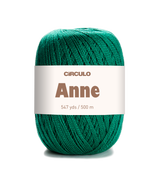 Circulo ANNE - 100% mercerized Cotton Yarn, 500m / 147g - Green ball of yarn with 'Circulo Anne' label on a white background