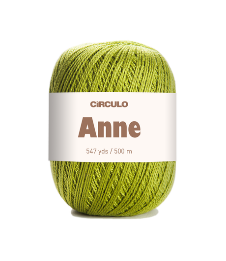 Circulo ANNE - 100% mercerized Cotton Yarn, 500m / 147g - Green ball of yarn with 'Circulo Anne' label on a white background