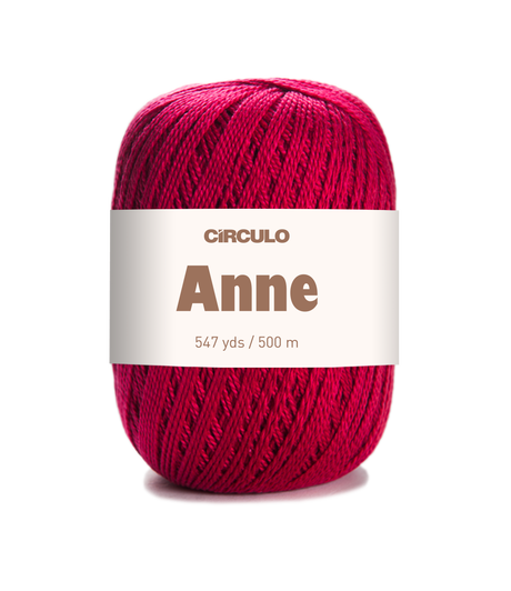 Circulo ANNE - 100% mercerized Cotton Yarn, 500m / 147g - Red ball of yarn with a 'Circulo Anne' label on a white background