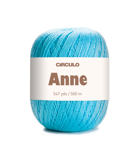 Circulo ANNE - 100% mercerized Cotton Yarn, 500m / 147g - Blue ball of yarn with 'Circulo Anne' label on a white background