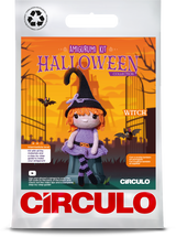 Circulo Amigurumi Kit Halloween Collection - Crochet Kit - Witch -Circulo Halloween-themed crochet kit packaging with a witch design on an orange background.