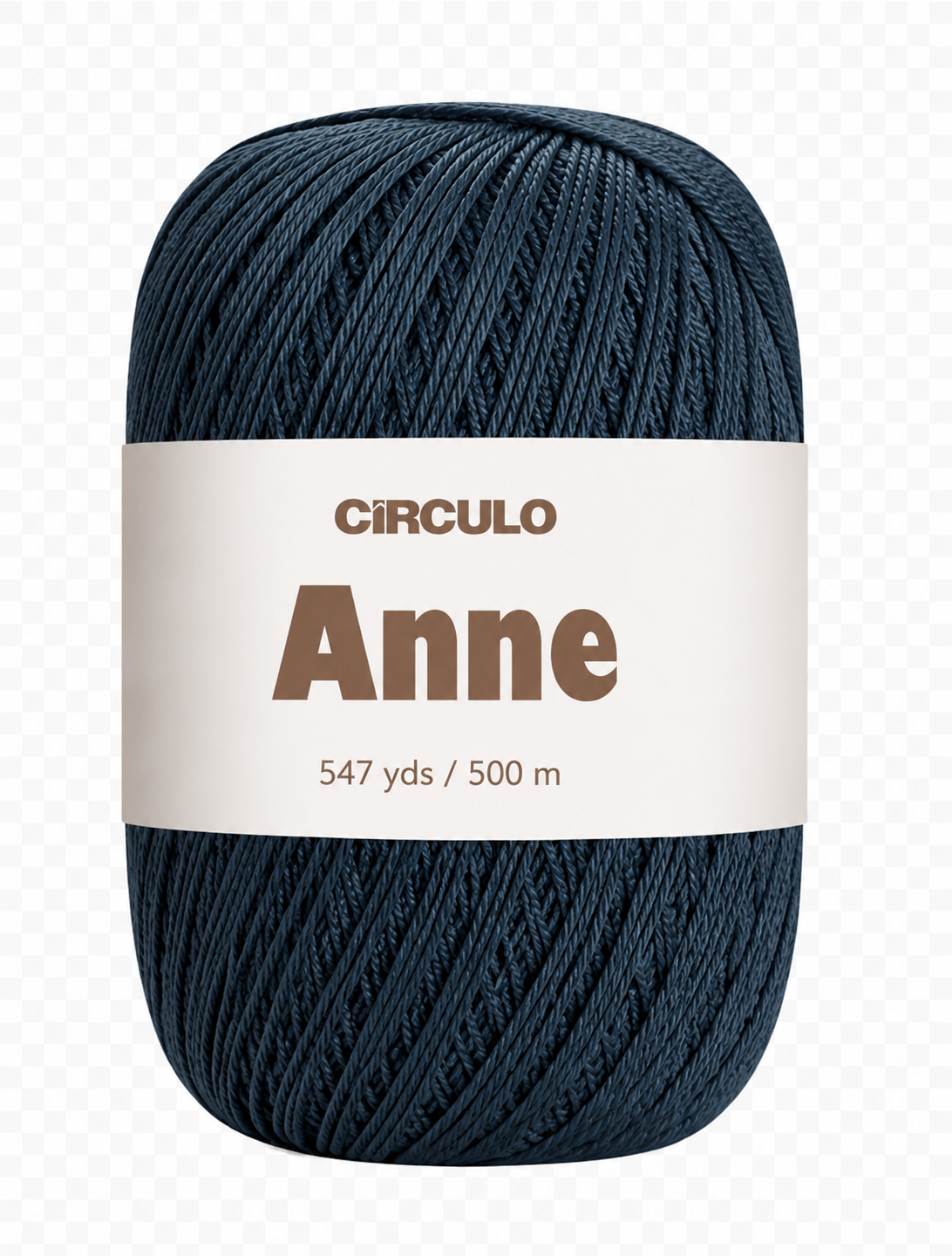 Circulo ANNE - 100% mercerized Cotton Yarn, 500m / 147g - Blue skein of yarn with 'Circulo Anne' label on a white background