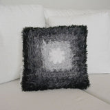 Circulo Natural Luxury Decor - Fluffy  Effect Yarn, 180 m / 280 g - Black textured pillow on a white sofa