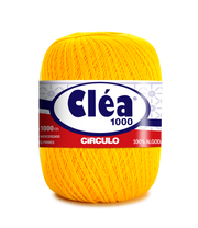 Circulo Clea 100% Cotton Yarn, 1000m/151 gr - Yellow ball of yarn with Cleá label on a white background