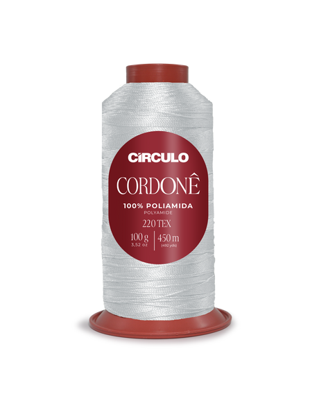 Circulo Cordone 100% Polyamide Crochet Yarn, 450 m / 100 g - Spool of Circulo Cordoné thread on a white background