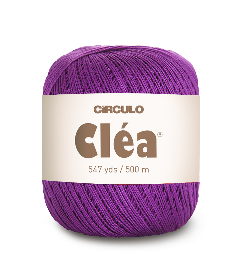 Circulo Clea 100% Cotton Yarn for Crochet and Knitting, 500m/75 gr - Leo Hobby -  Purple yarn ball with 'Circulo Clea' label on a white background