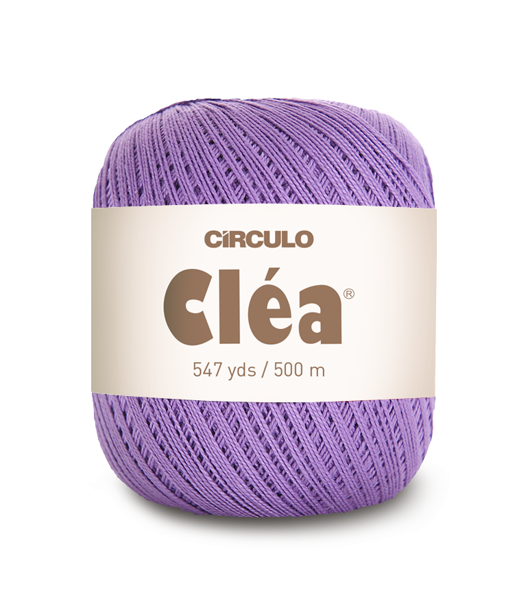 Circulo Clea 100% Cotton Yarn for Crochet and Knitting, 500m/75 gr - Leo Hobby -  Ball of purple yarn with 'Circulo Clea' label on a white background