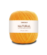 Circulo Natural Cotton Maxcolor (Barroco) 4/4 100% Cotton Yarn for Crochet and Knitting, 338m/200g - Leo Hobby -  Yellow ball of yarn with a white label on a white background
