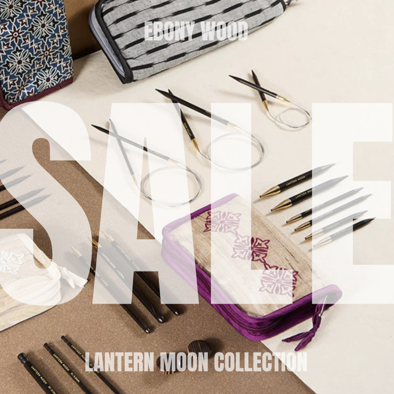 Collage of art supplies with 'Ebony Wood' and 'Lantern Moon Collection' branding.