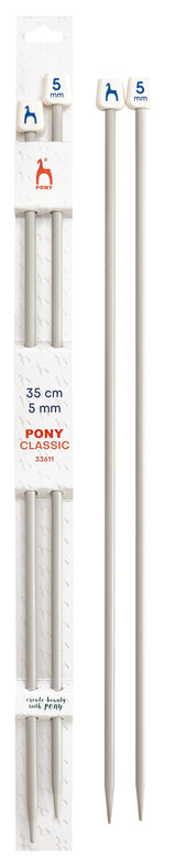Pony Classic Aluminium Single Pointed Knitting Needles – 35, 40 & 60 cm, 35 cm, 5.00 mm