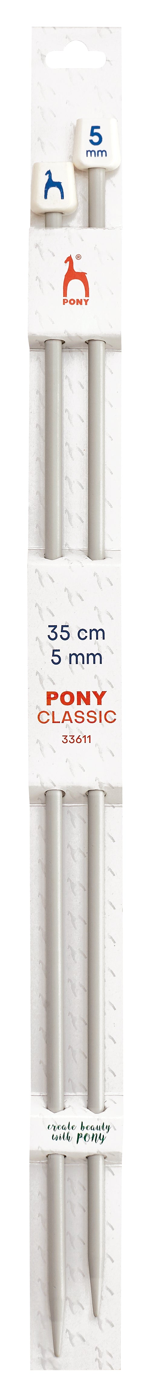 Pony Classic Aluminium Single Pointed Knitting Needles – 35, 40 & 60 cm, 35 cm, 5.00 mm