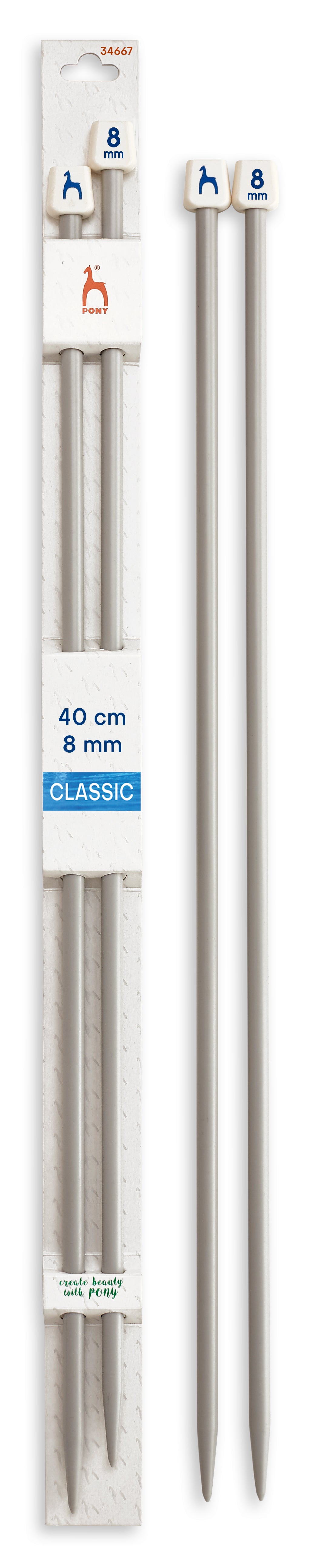 Pony Classic Plastic Single Pointed Knitting Needles – 40 cm, 8.00 mm
