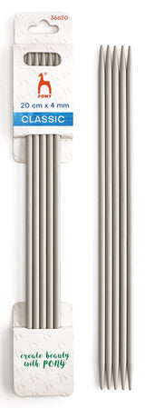 Pony Classic Aluminium Double Pointed Knitting Needles – 20 cm, 20 cm, 4.00 mm