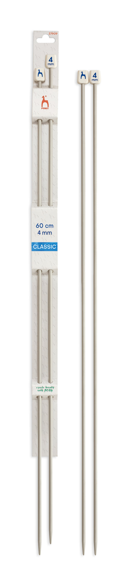Pony Classic Aluminium Single Pointed Knitting Needles – 35, 40 & 60 cm, 60 cm, 4.00 mm